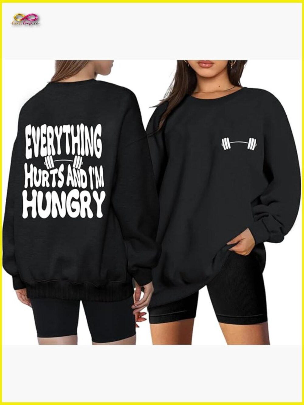 Oversized Weight Lifting Graphic Sweatshirt Funny Gym Lover Long Sleeve Crewneck